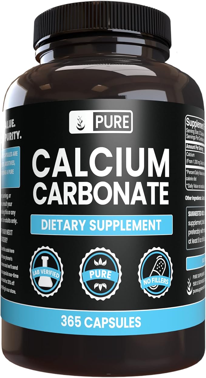 Pure Original Ingredients Calcium Carbonate and Pantothenic Acid Bundle, Various Amounts, Pure, Lab Verified