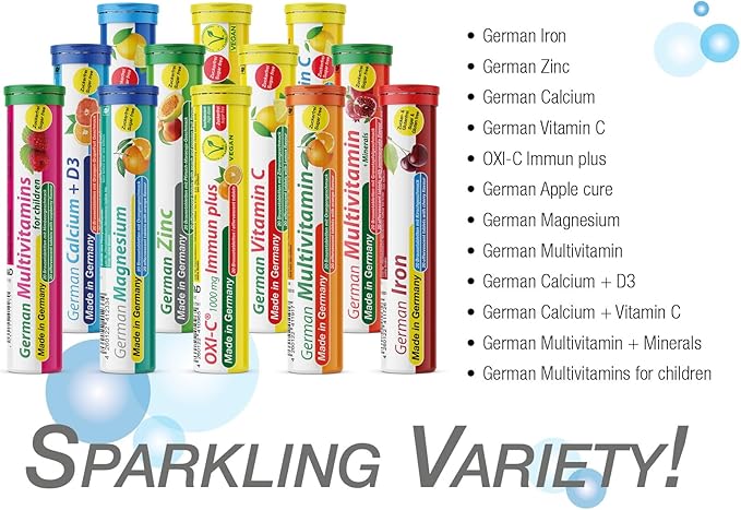 German Calcium 140 Drink Effervescent Tablets - Lemon Lime Flavour - 500 mg Calcium, Sugarfree, Vegan- T&D Pharma – Made in Germany