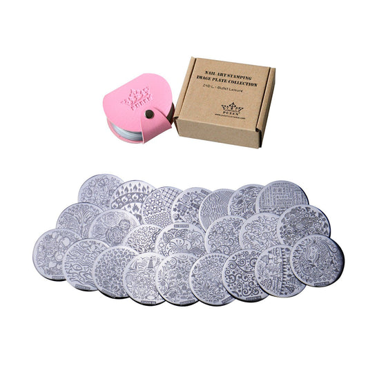 PUEEN Nail Art Stamp Collection Set 24B-L STAMPING BUFFET - LEISURE - NEW Set of 24 All You Can Stamp Full Size Stamping Image P