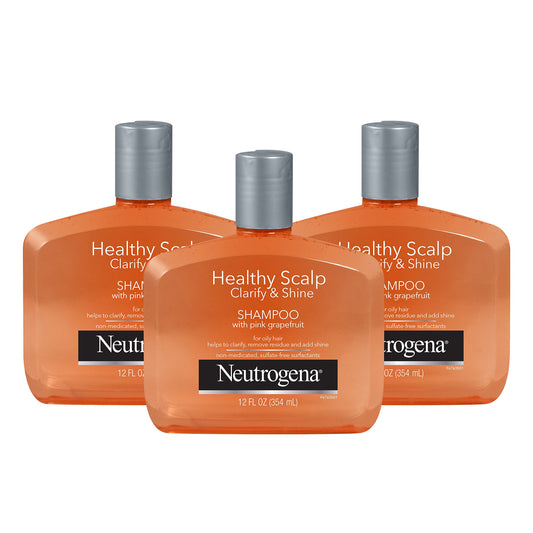 Neutrogena Exfoliating Healthy Scalp Clarify & Shine Shampoo for Oily Hair and Scalp, Anti-Residue Shampoo with Pink Grapefruit,
