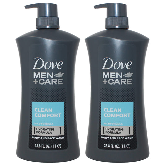 Dove Men Body Wash Clean Comfort 1 Liter (33.8 Oz) - Pack Of 2