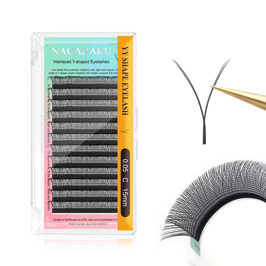 Nagaraku Double Tips 4D W Eyelash Extensions Supplies Thick W Lash 0.07Mm D Curl 15Mm Premade Fans Russian Volume Faux Mink Matt