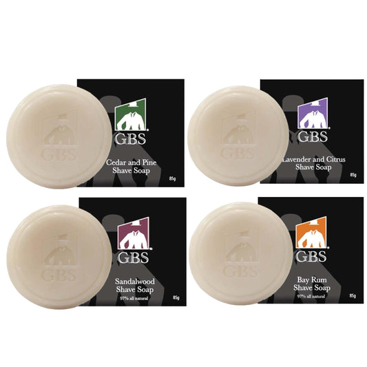 G.B.S Mens Shaving Soap Pack 97% All Natural Enriched With Shea Butter & Glycerin, Creates Rich Lather Form, 3 Oz Each Nourishes