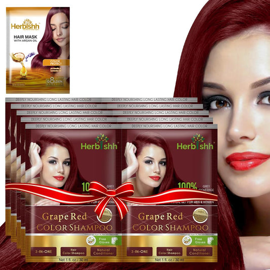 Herbishh Argan Hair Mask Shampoo - Natural Hair Dye For Gray Hair - Long-Lasting Color In Minutes - Travel Size - Ammonia-Free -