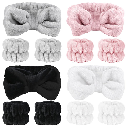 Slnzapty 12 Pcs Face Wash Headband Wristband Set For Women Girls, Soft Microfiber Facial Spa Hair Wraps Makeup Skincare Bath Hea