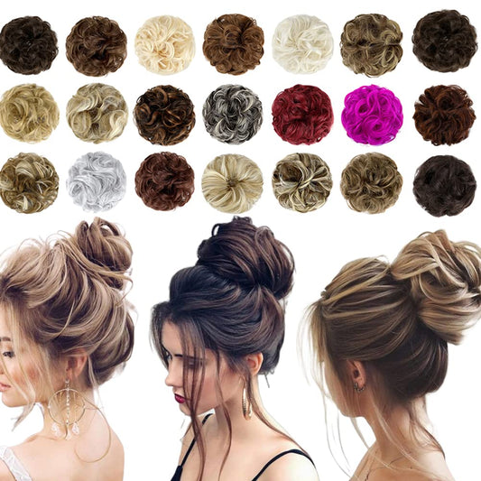 Qunlinta Messy Bun Hair Piece Hair Bun Thick Updo Scrunchies Hair Extensions Ponytail Hair Pieces For Women Girls Dark Auburn