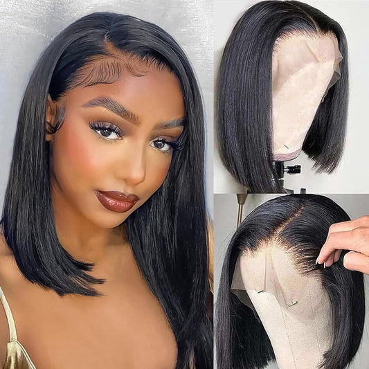 Usexy 12 Inch Straight Bob Wig Human Hair 13X4 Hd Frontal Lace Wig 150% Density Short Bob Wigs For Women Glueless Bob Lace Front