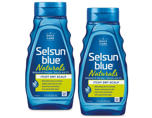 Selsun Blue Shampoo Naturals Dandruff Itchy Dry Scalp 11 Ounce (325Ml) (2 Pack)