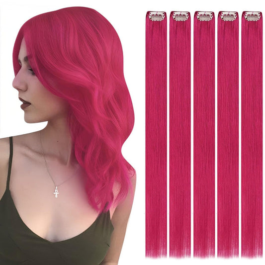 Runature Clip In Hair Extensions Real Human Hair Pink Hair Extensions Clip In Pink Human Hair Clip In Extensions 14 Inch Seamles
