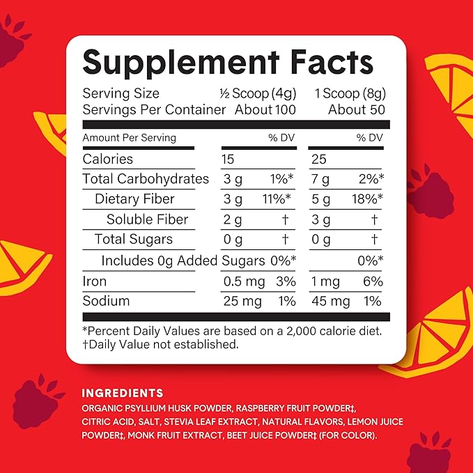 Bellway Super Fiber Powder + Fruit, Raspberry Lemon Super Fiber Packets + Fruit, Raspberry Lemon