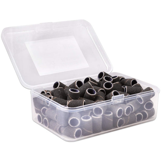 Pana 100 Pieces Nail Sanding Bands Professional Nail Manicure Great Fit For Nail Drill Bits For Acrylic Nails (150 Grit, Black)