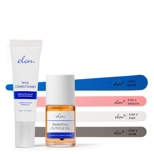 Elon Nail Kit For Healthy Nails - Nail Care Kit Includes Nail Conditioner, Cuticle Oil For Nails & Nail File Set - Manicure Set