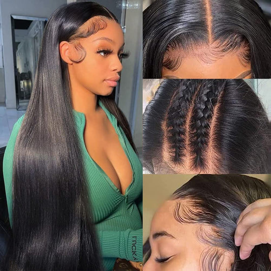 Subella 12A Hd Lace Front Wigs Human Hair Pre Plucked Hairline With Baby Hair 180 Density 13X4 Brazilian Straight Human Hair Wig