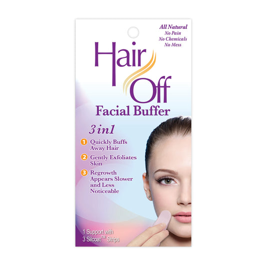 Hair Off Facial Buffer - Painless & Chemical Free Facial Hair Remover & Gentle Face Exfoliator - Hair Eraser to Slow Regrowth on