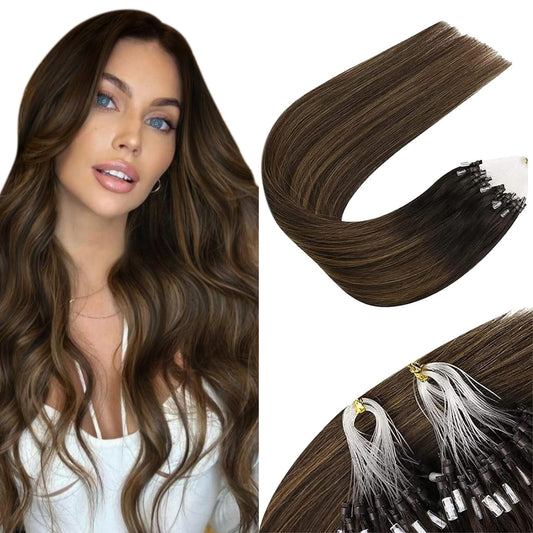 Sunny Hair Brown Micro Hair Extensions Human Hair Ombre Micro Bead Hair Extensions Human Hair Micro Loop Hair Extensions Human H