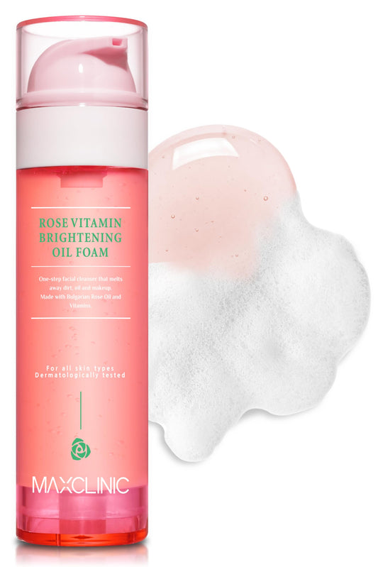 Maxclinic [K-Beauty] Rose Vitamin Moisturizing Oil Foam | Daily Face Wash Oil Based Cleanser | Korean Oil Cleanser For Face | Hy