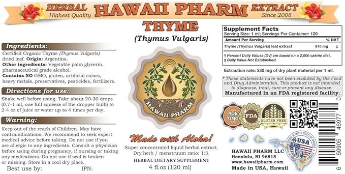 Thyme (Thymus vulgaris) Liquid Extract 4x4 fl.oz