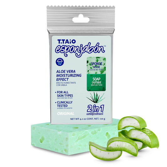 T.Taio Esponjabon Charcoal Soap Sponge - Cleansing Shower Scrubber - Cleaning Bath Wash Scrub - Oil Removal - Massage & Lather F