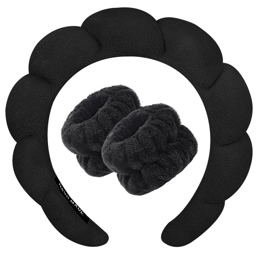 Zkptops Spa Headband for Washing Face Wristband Sponge Makeup Skincare Headband Terry Cloth Bubble Soft Get Ready Hairband for W