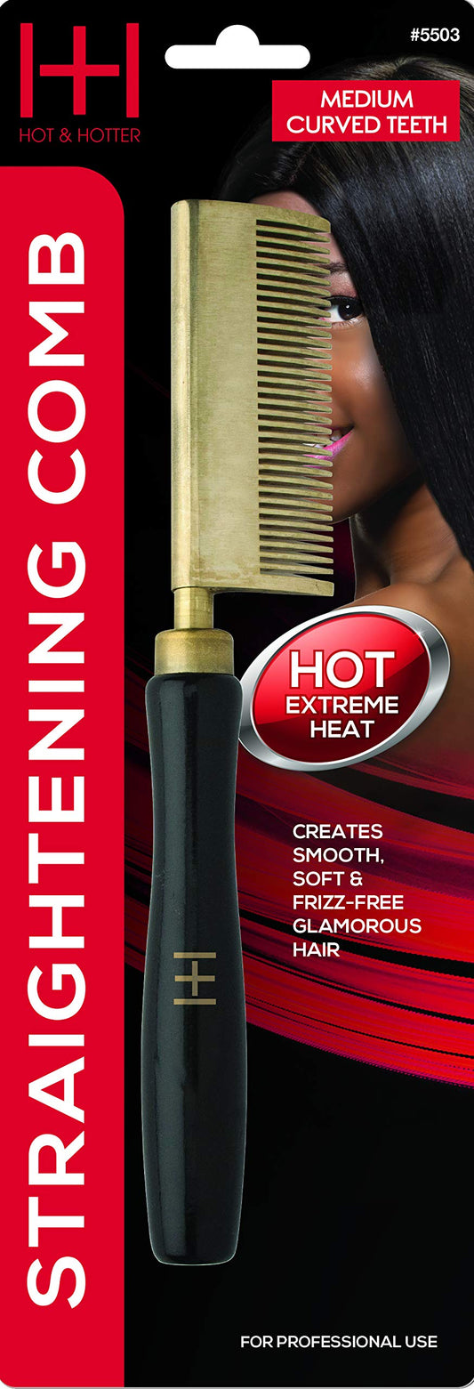 Annie Straightening Comb, Med Teeth, Curved