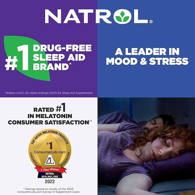 Natrol Advanced Sleep Melatonin + 5HTP, 6mg, Calming Sleep Aid for Restful Sleep, 60 Time-Release Tablets, 60-Day Supply