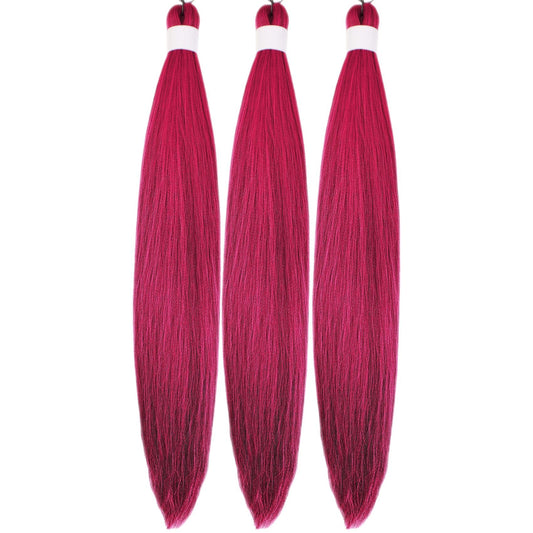 Gozill Red Braiding Hair Pre Stretched Dark Pink Kanekalon Prestretched Braiding Hair Ez Braid Knotless Hypoallergenic Colored B
