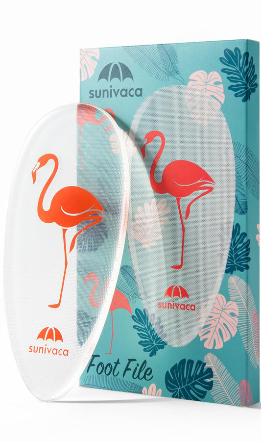 Sunivaca Glass Foot File Callus Remover For Feet, Flamingo Gifts For Women, Feet Scrubber Dead Skin Remover, Professional Pedicu