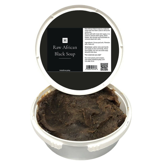 HalalEveryDay African Black Soap paste 16 oz - Made with pure Raw African Black soap - Free of all chemicals