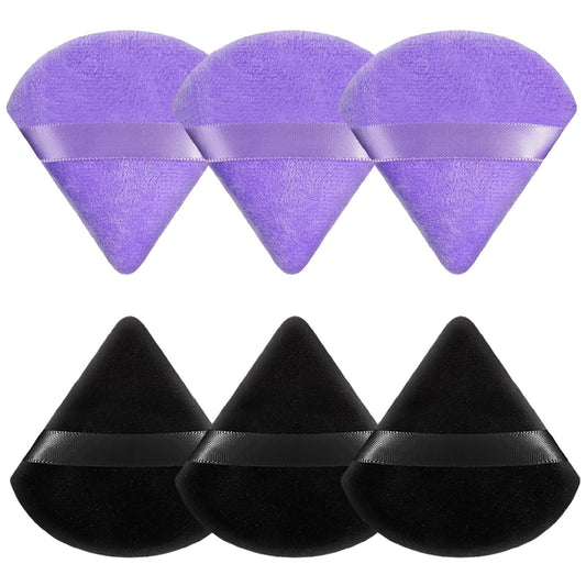 Pimoys 6 Pieces Powder Puff Face Soft Triangle For Loose And Body Powder, Velour Makeup Blender Sponge Set Setting Powder Puff B