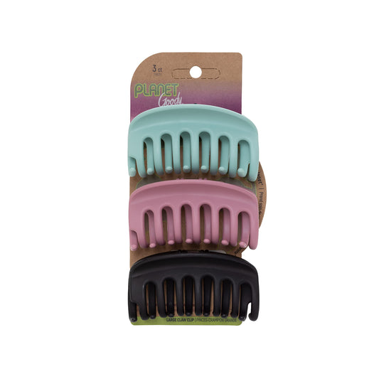 Goody Planet Sustainable Round Claw Clips - 3 Count, Assorted Bright Colors - Great For Easily Pulling Up Your Hair - Pain-Free
