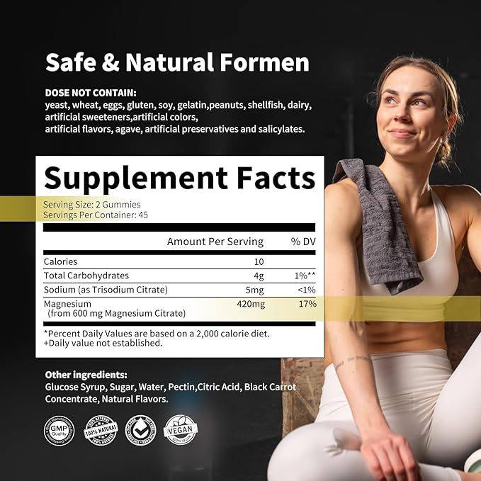 Magnesium Citrate Gummies 420mg per Serving - Promotes Healthy Relaxation, Muscle, Bone, & Energy Support (90 Blueberry Gummies).
