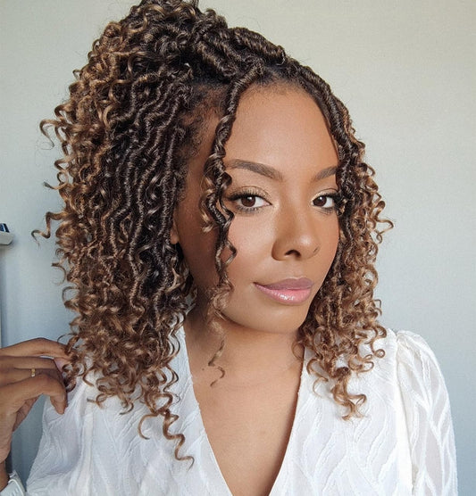 Zrq 8 Packs 10 Inch Goddess Locs Crochet Hair Ombre Boho Faux Locs Croceht Braids Synthetic Hair,Hippie Faux Locs Pre Looped Sof