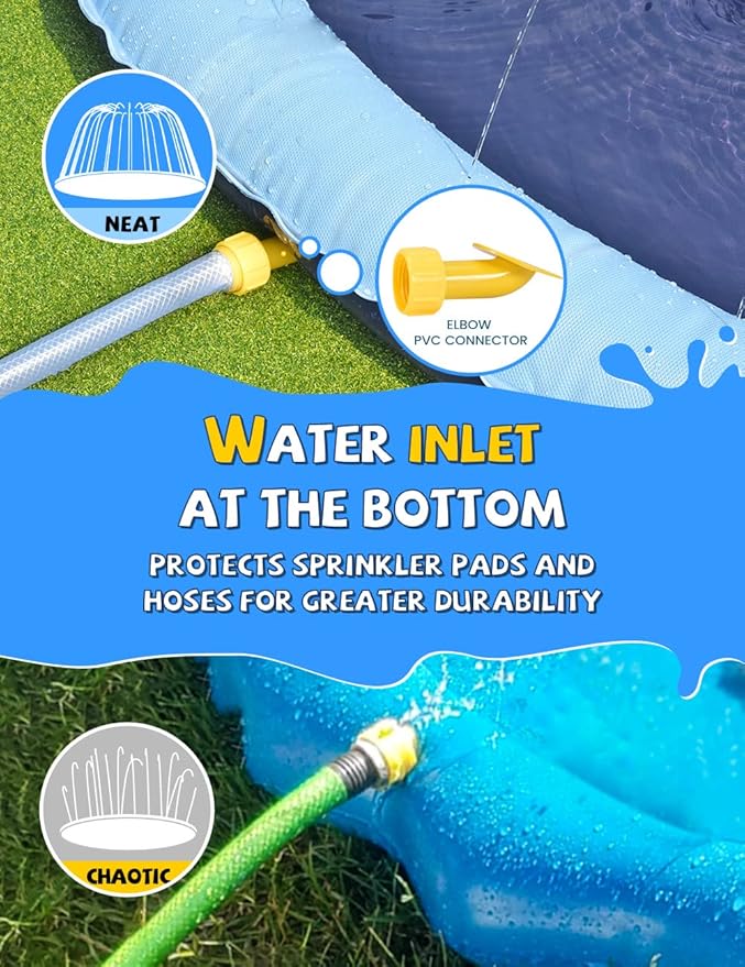 VISTOP Non-Slip Splash Pad for Kids, Thicken Sprinkler Pool Summer Outdoor Water Toys - Fun Backyard Fountain Play Mat for Baby Girls Boys Children or Pet Dog (77 inch, Red&Yellow&Green&Blue)