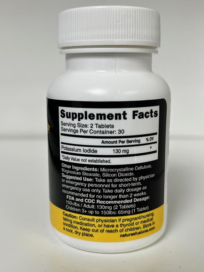 Nature's Fusions Potassium Iodide Tablets 130 mg (Pack of 5) - (300 Tablets) EXP 10/2032 - Ki Pills - YODO Naciente