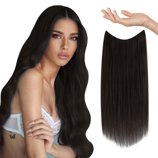 Sunny 95G Dark Brown Wire Hair Extensions Thick Brown Human Hair Wire Extensions Dark Brown Crown Hair Extensions Natural Hair B