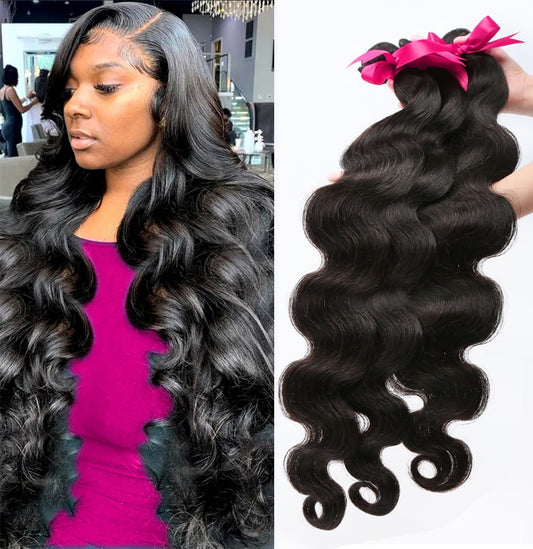 Human Hair Bundles Body Wave 4 Bundles (14 16 18 20) 12A Unprocessed Brazilian Virgin Human Hair Weave Bundles Deals Double Weft