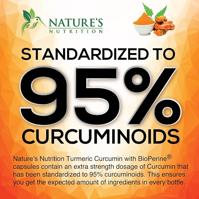 Turmeric Curcumin Supplement 1950mg with Organic Turmeric & Ginger, 95% Curcuminoids, BioPerine Black Pepper for Best Absorption, Nature's Vegan Joint Support, Non-GMO, Bottled in USA - 240 Capsules