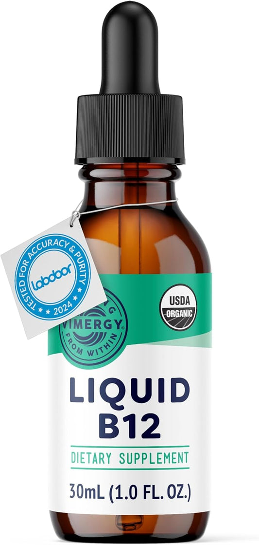 Vimergy Liquid B12 – Fast-Absorbing Brain Support – Energy Support Supplement – USDA Certified Organic, Vegan, Non-GMO – 30 Servings (30 mL)