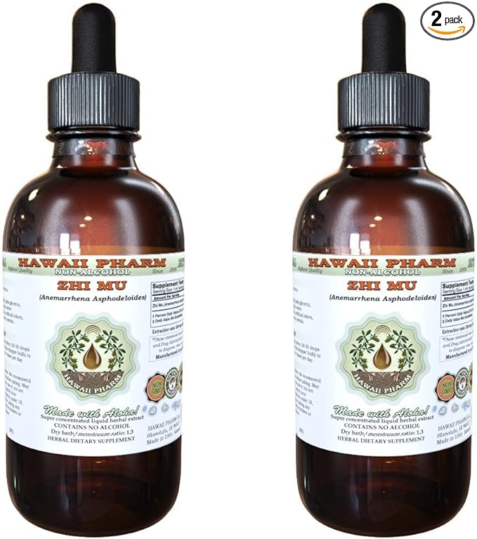 Hawaii Pharm Zhi Mu Alcohol-Free Liquid Extract, Zhi Mu, Anemarrhena (Anemarrhena Asphodeloides) Root Glycerite Natural Herbal Supplement, USA 2x4 fl.oz
