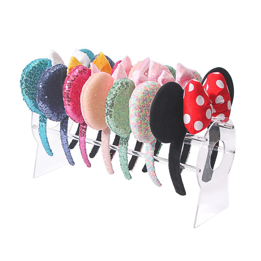 Ausalivan Acrylic Headband Holder Organizer,Headband Storage Display Stand,Disney Mickey and Minnie ear holder,Clear Hair Access