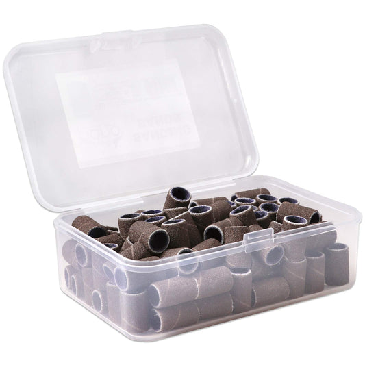 Pana 100 Pieces Nail Sanding Bands Professional Nail Manicure Great Fit For Nail Drill Bits For Acrylic Nails (240 Grit, Brown)