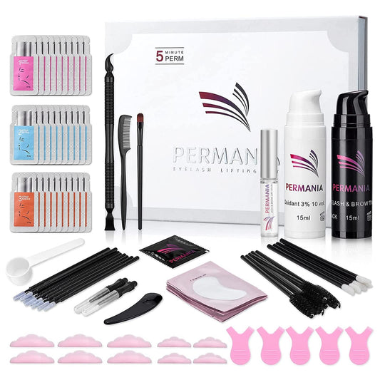 PERMANIA Lash Lift with Black Color Kit, Quick Eyelash & Brow Lamination 15 Mins Coloring Natural Black Result in Lash Enhancers