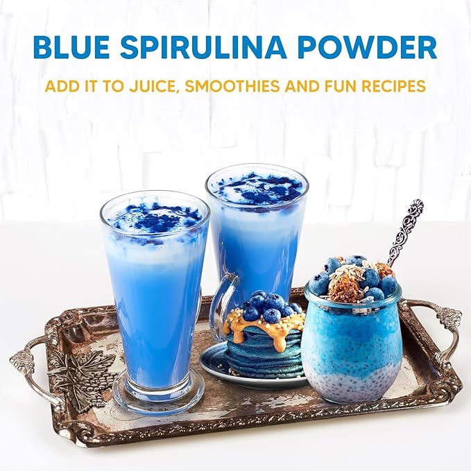 16oz Blue Spirulina Powder Made from Blue-Green Algae Extract - Superfood Plant, Rich Source of Protein, for Immune Support, Energy, Natural Food Coloring for Baking - 1lb Bag