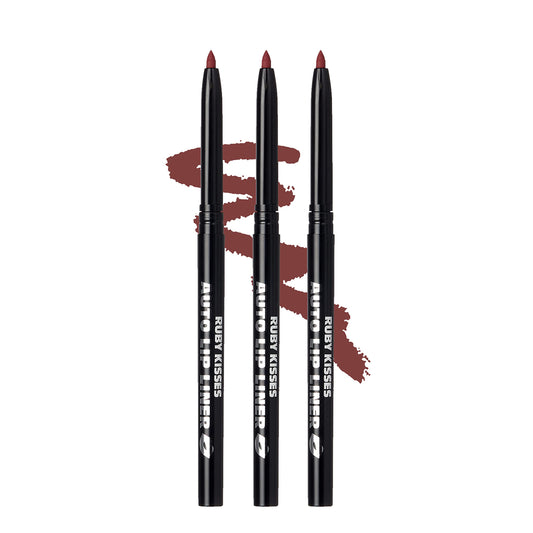Ruby Kisses Auto Lip Liner Pencil, Long Lasting & Non-Fading, Smooth Application, Non-Feathering With Rich Color, No Sharpener N