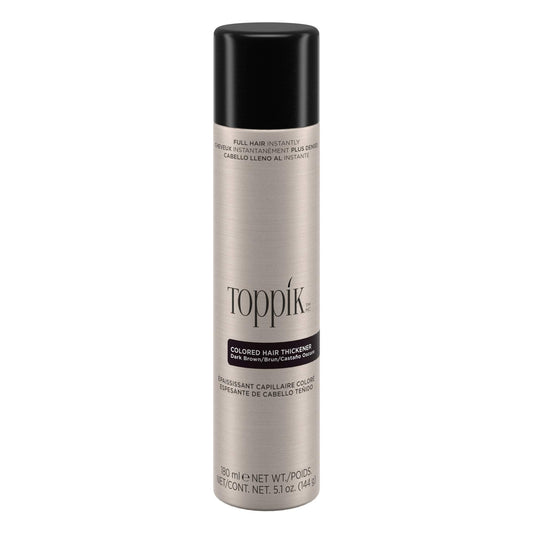 Toppik Colored Hair Thickener, 5.1 OZ Dark Brown Hair Spray Can for Thinning Hair, Hair Spray for Root Touch Up and Hair Thicken