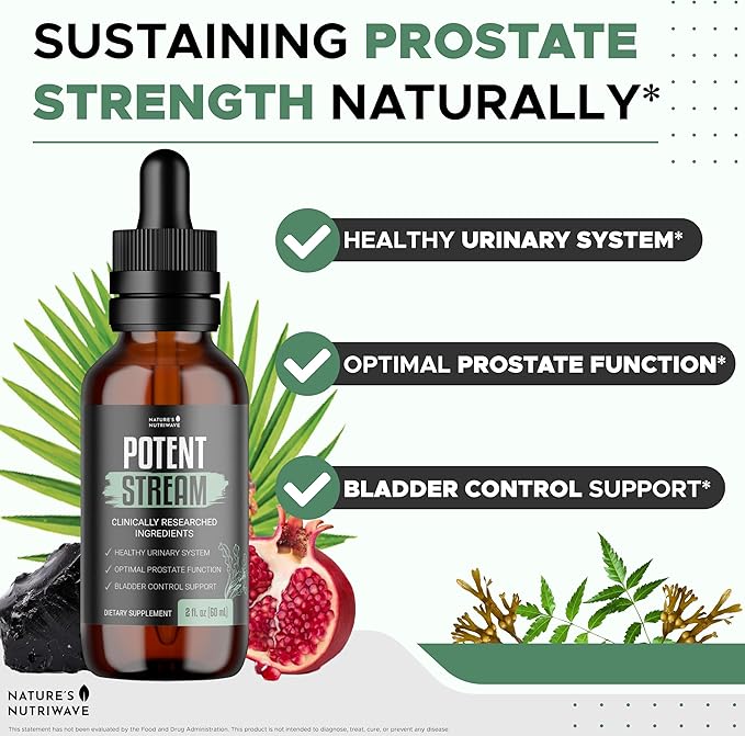 PotentStream Drops - Original Formula, Natural Liquid Supplement with Plant Extracts | 100% Natural, Made in USA, 1 Month Supply
