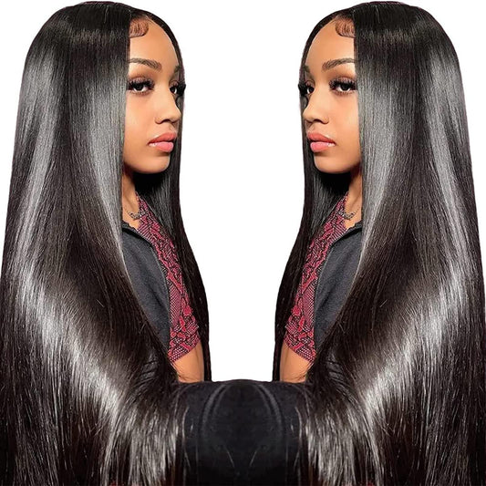 Ttsmins Straight Lace Front Wigs Human Hair Pre Plucked 180 Density Unprocessed Brazilian Virgin Human Hair 13X6 Hd Lace Frontal
