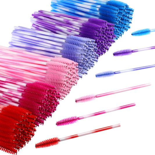 Eboot 300 Pieces Colored Disposable Mascara Wands Eyelash Eye Lash Brush Makeup Applicators Kit (Multicolor Handle, Multicolor H