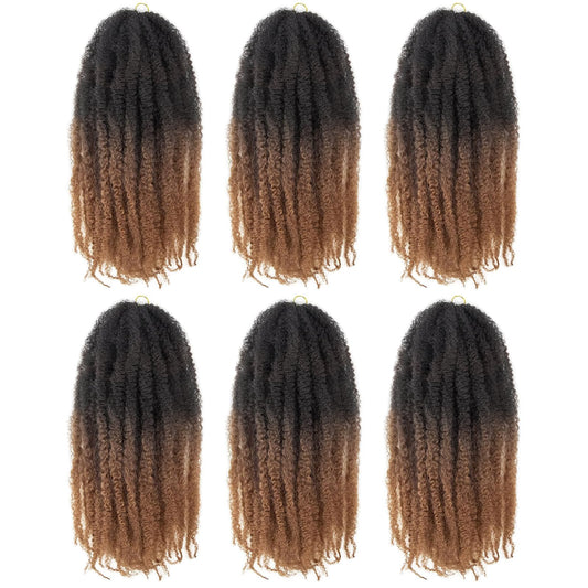 Toyotress Marley Twist Braiding Hair - 18 Inch Ombre Brown Long Marley Hair For Faux Locs, Afro Kinky Curly Marley Twist Crochet