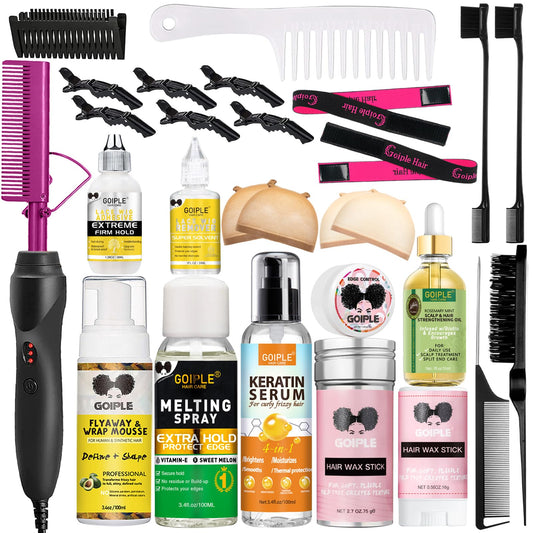 Goiple Hot Comb Straightener For Wigs And Natural Hair - Ceramic Electric Hair Straightening Comb, Curling Iron & Pressing Combs
